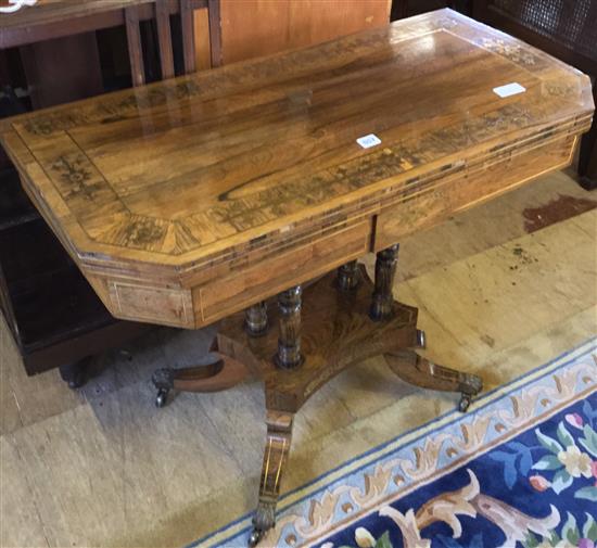 Brass inlaid rosewood card table